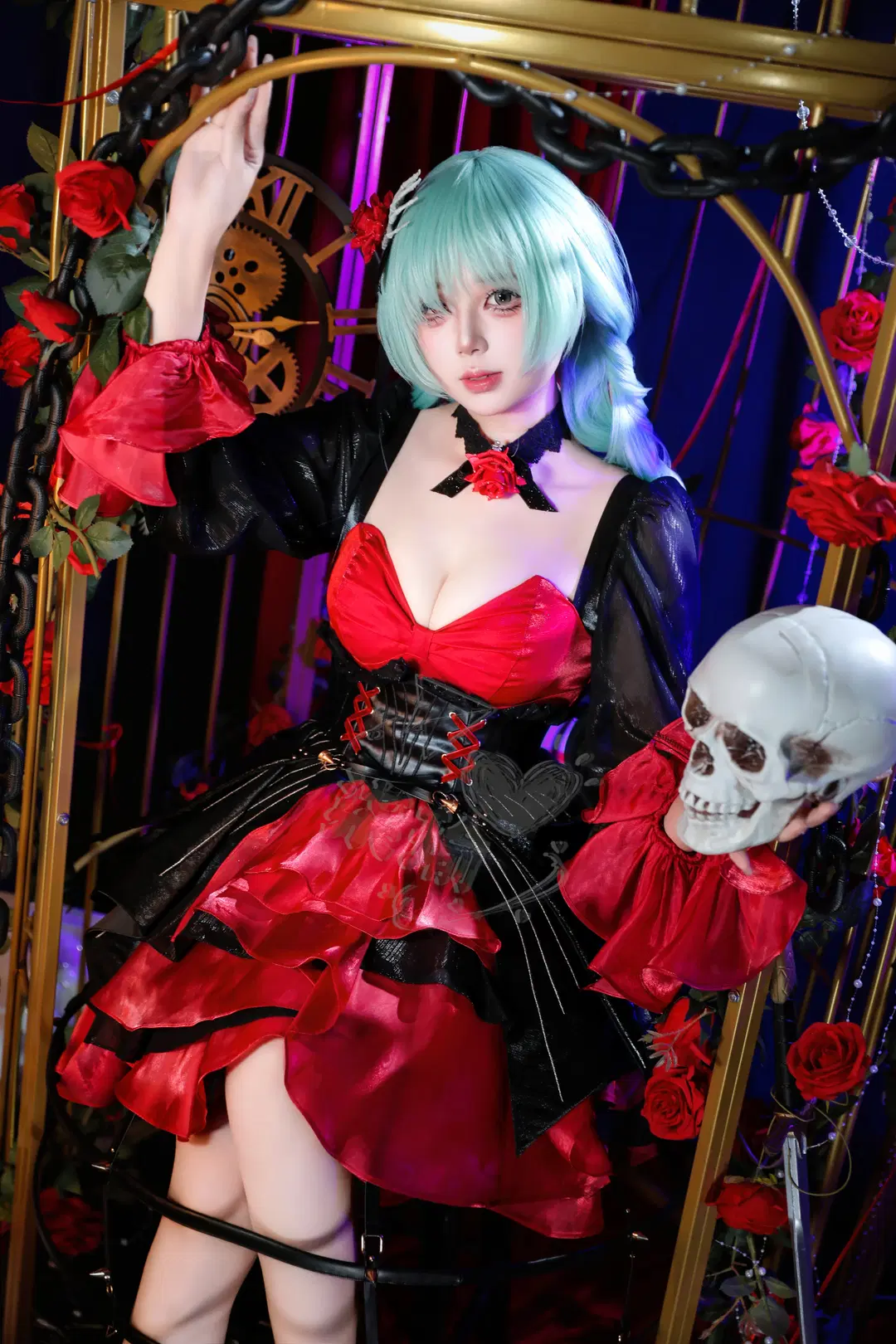 鸣潮, cosplay, 哥特风, 彼岸花, 红黑裙