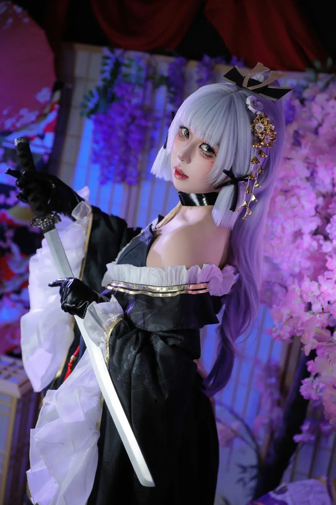 [Kamisato Ayaka cosplay] Genshin Impact Frost Blade styling, katana-wielding record in a cherry blossom courtyard by 柒瑜染月 - Image 2