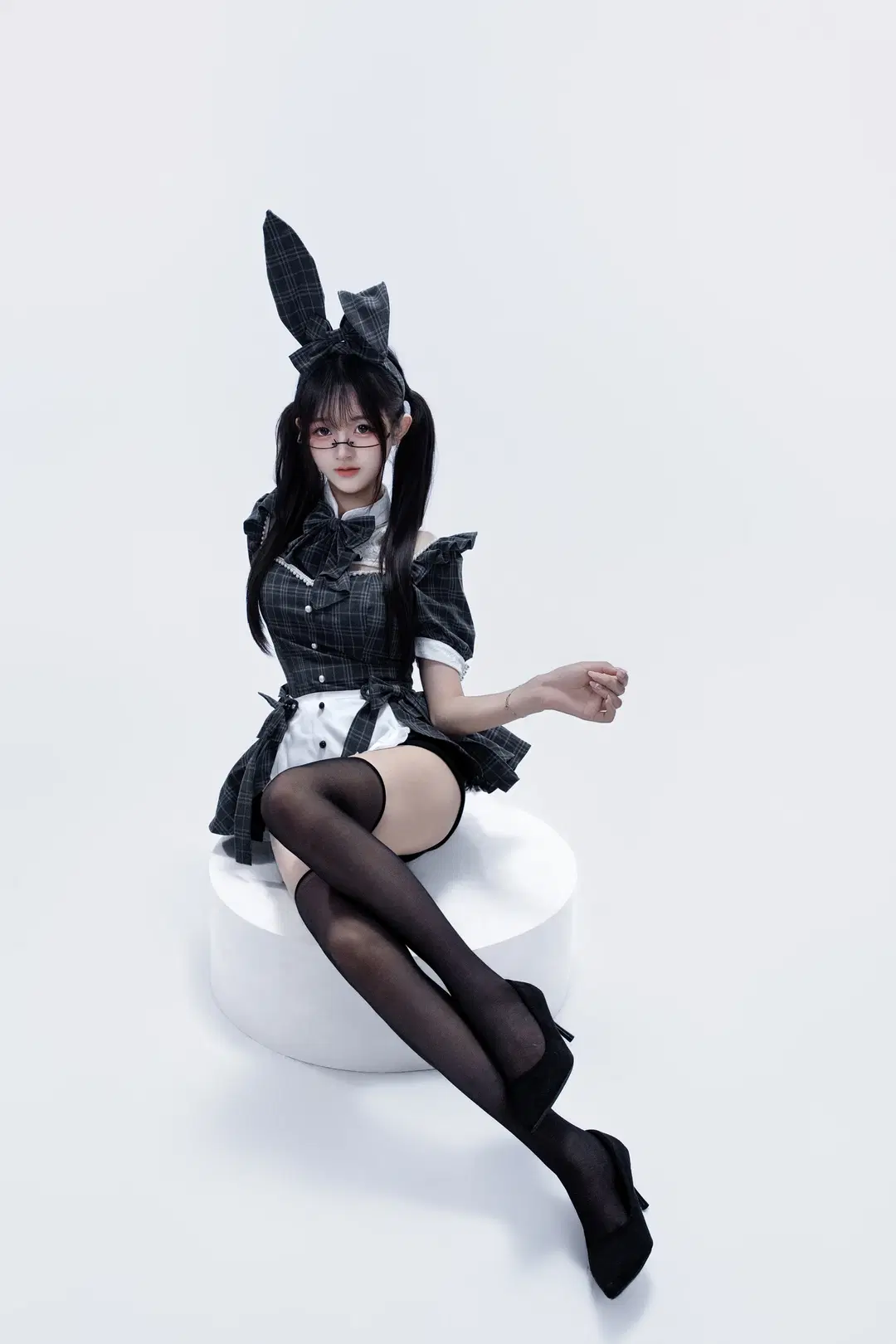 黑白格纹兔女郎与女仆的反差挑战 - hyber - 第6张