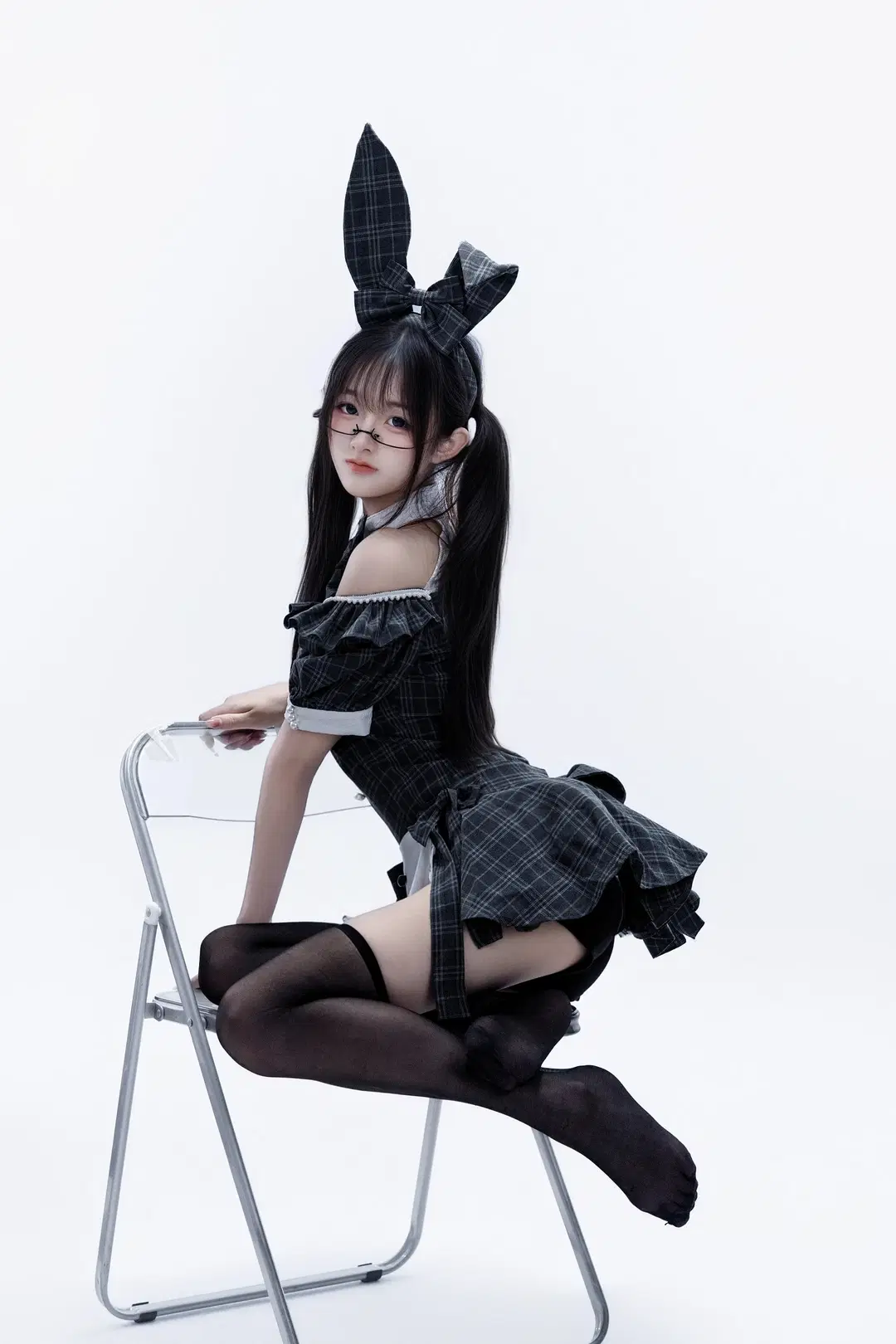 黑白格纹兔女郎与女仆的反差挑战 - hyber - 第9张