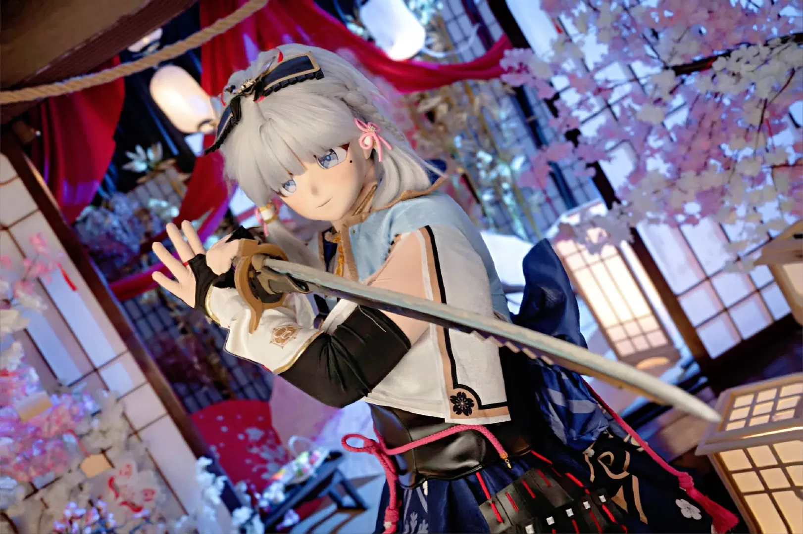 [Kamisato Ayaka cosplay] Heron's Soaring Frost, The Elegant Deployment of Folding Fan and Tachi by KAYAKA - Image 8