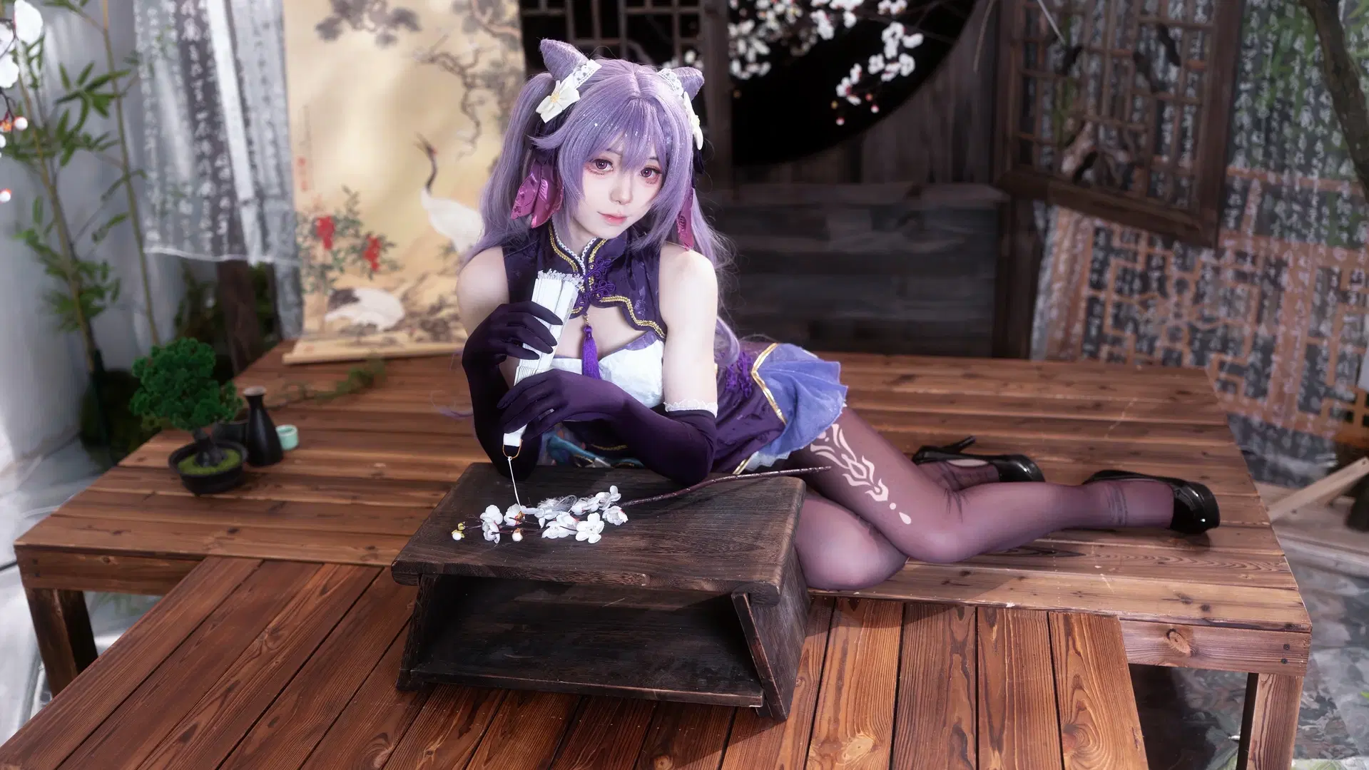 Genshin Impact, Anime cosplay, Keqing cosplay, Stockings cosplay, Keqing cheongsam
