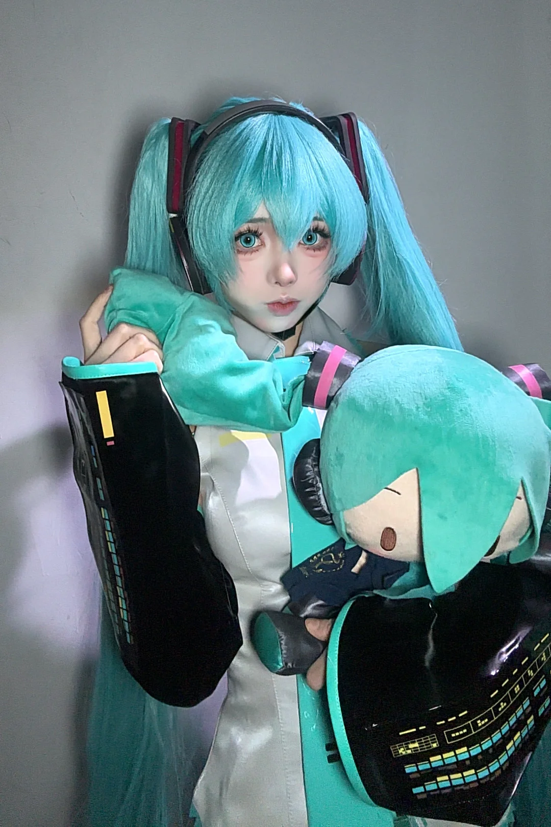 二次元, 初音未来cos, 双马尾, Vocaloid, 青色假发