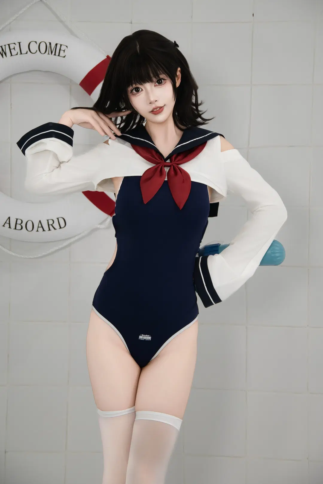 夏日泳池死庫水，水手服與白絲的清涼碰撞 - 卷毛狒狒 - 第5張