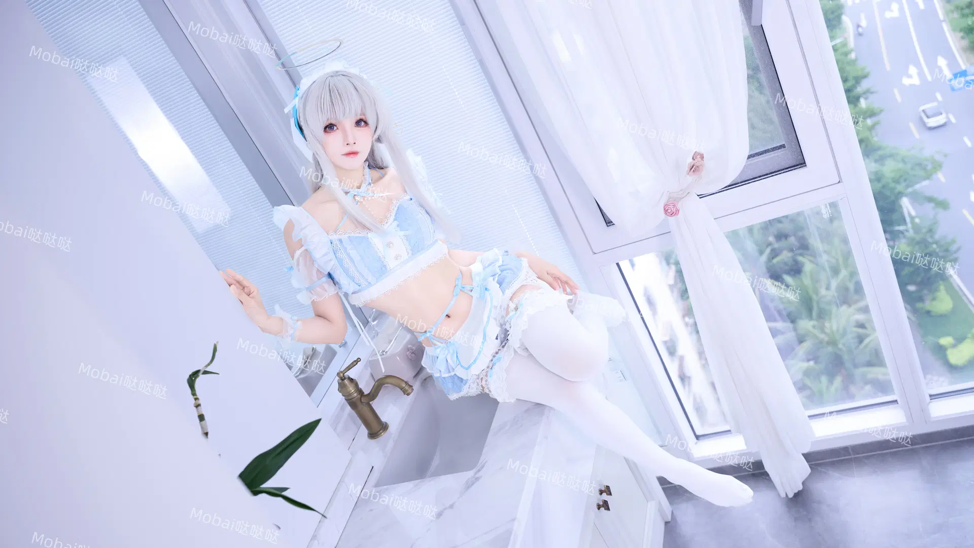 ブルーアーカイブ, 生塩ノア コスプレ, 独自設定, 白ストッキング, 海口撮影モデル依頼