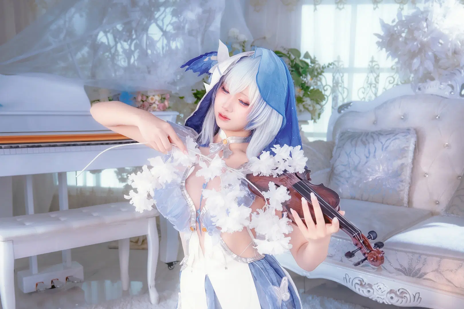 【守岸人cos】鳴潮藍色治癒系，琴鍵與琴絃間的夢幻光影 - 许安 - 第4張