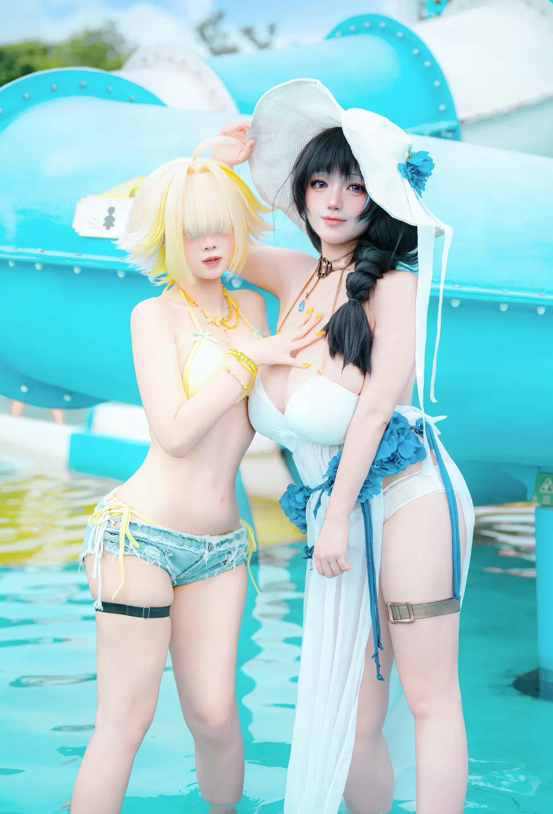 泳装cosplay, 胜利女神nikke, 伊莱格cos, 梅里cos, 夏日水上乐园