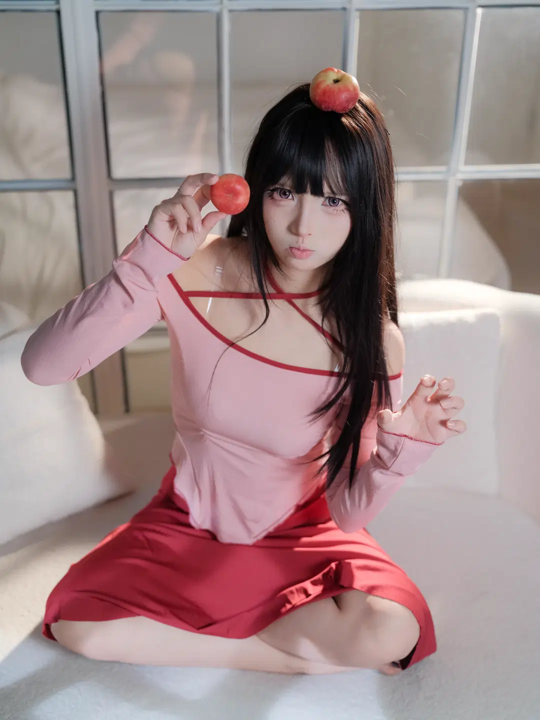 Yujie Style Red Dress Atmospheric Photography: A Languid Afternoon Under Light and Shadow by 皮皮皮皮皮皮蛋 - Image 3