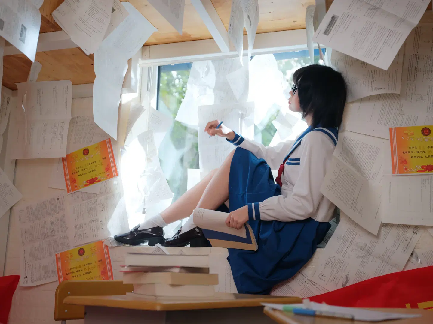 Back to Seventeen: School Days Surrounded by Exam Papers with Youthful Vibes by 皮皮皮皮皮皮蛋 - Image 8