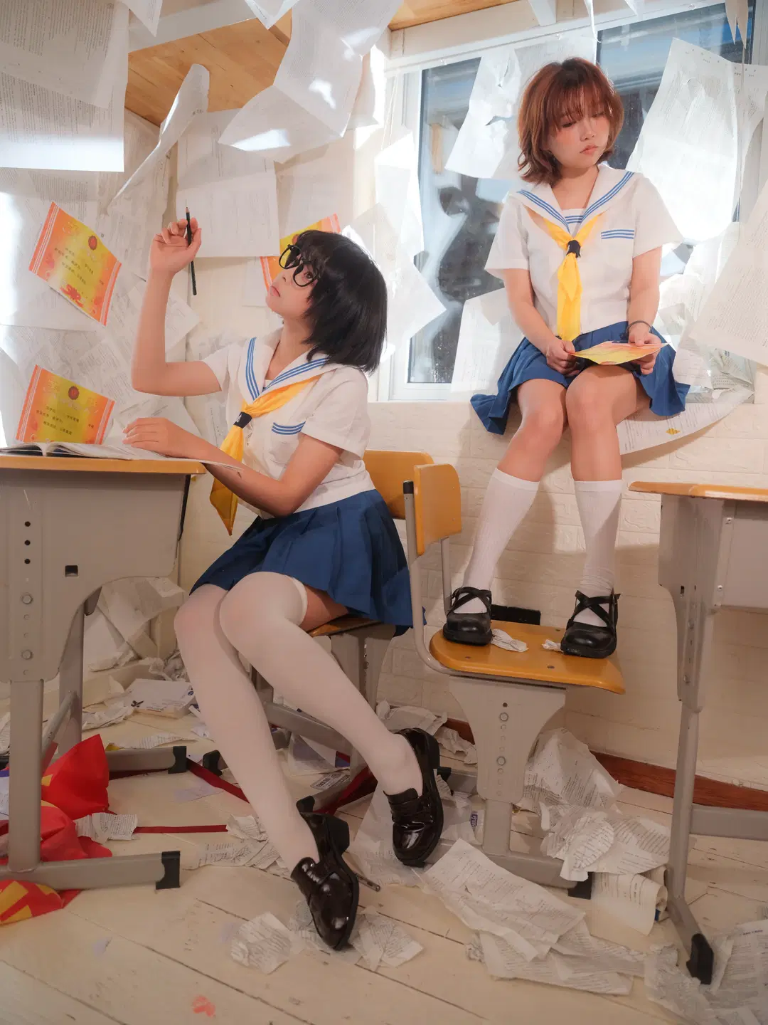 JK制服, 白丝, 教室摄影, 梦核, 高考