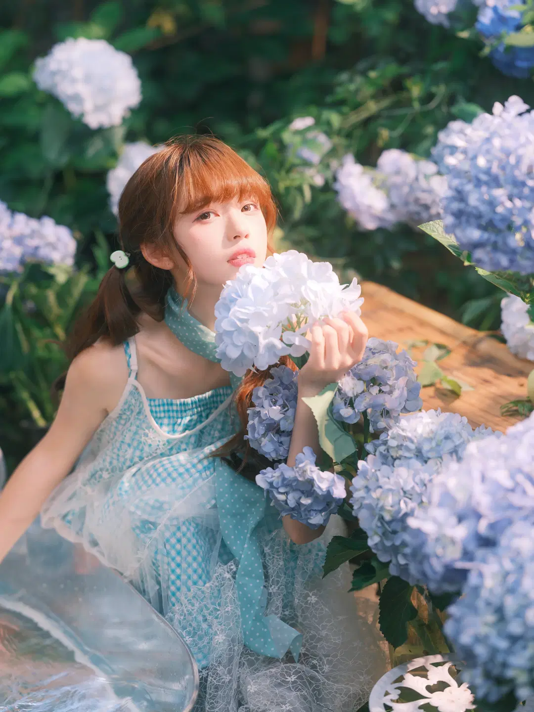 Summer Garden of Green Apples and Blue Hydrangeas: A Mori Girl Green Dress Photography Event Log by 皮皮皮皮皮皮蛋 - Image 4