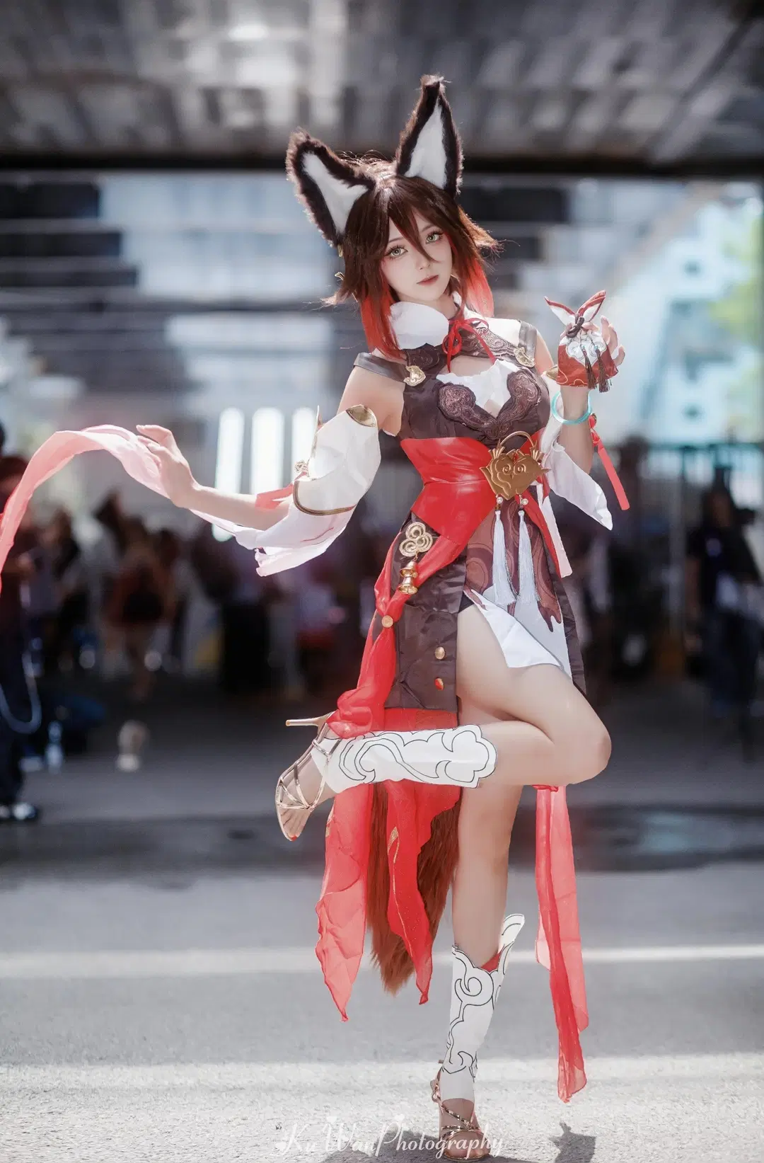 崩壊：スターレイル, イベント写真, 停雲 コスプレ, 狐の尻尾の少女, 赤い絹の披帛