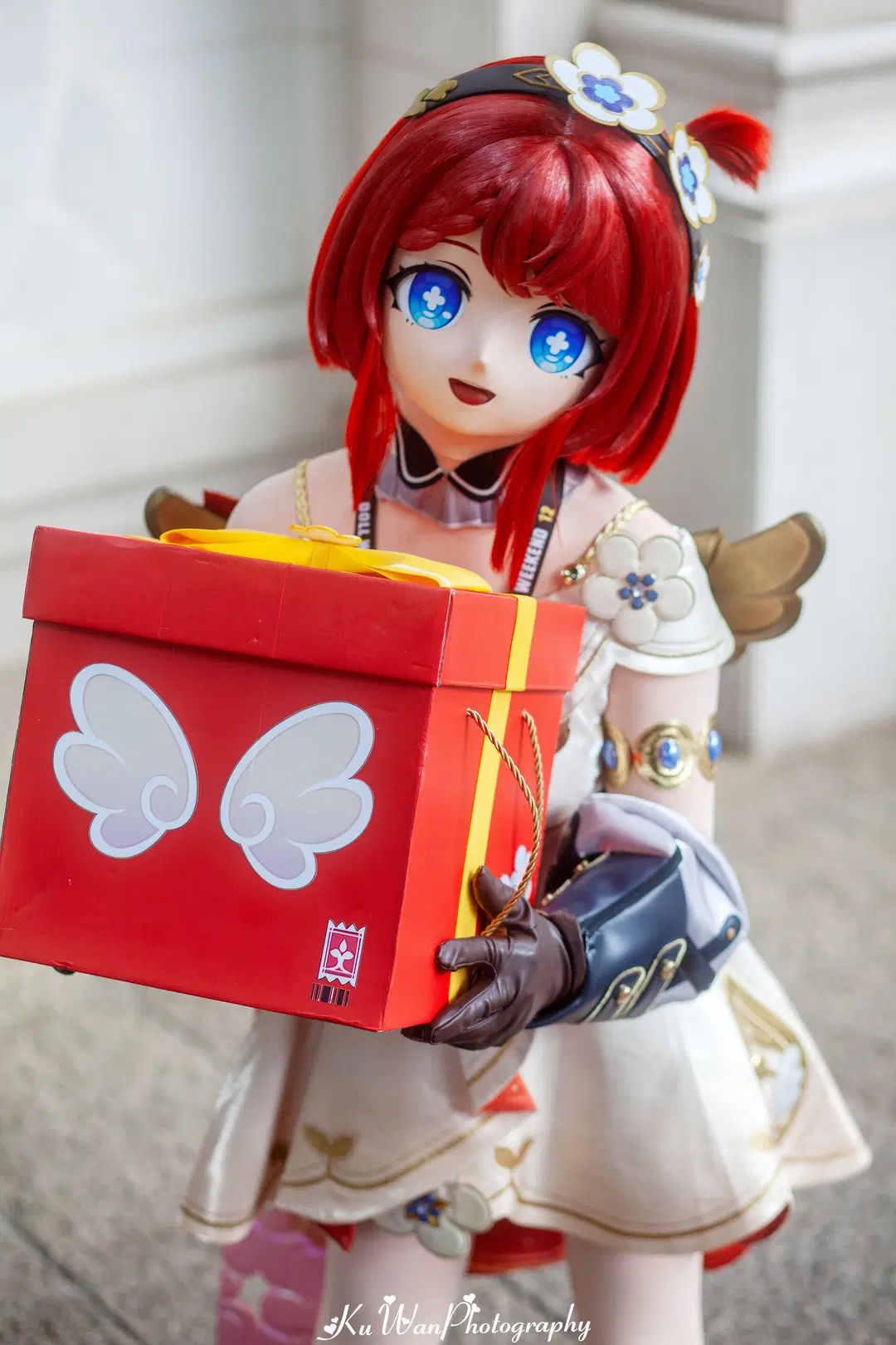 【トリビー コスプレ】『崩壊：スターレイル』赤白小花柄ドレスのギフトメッセンジャー - 酷玩ICe - 4枚目