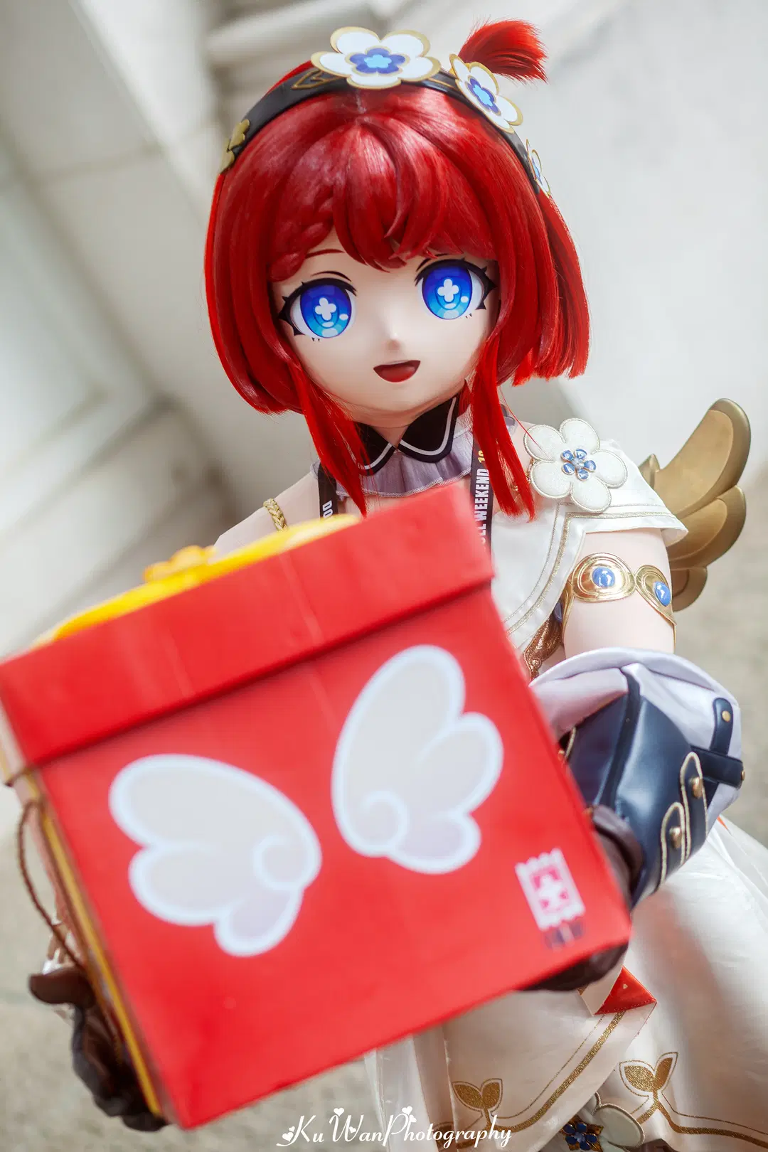 【トリビー コスプレ】『崩壊：スターレイル』赤白小花柄ドレスのギフトメッセンジャー - 酷玩ICe - 5枚目