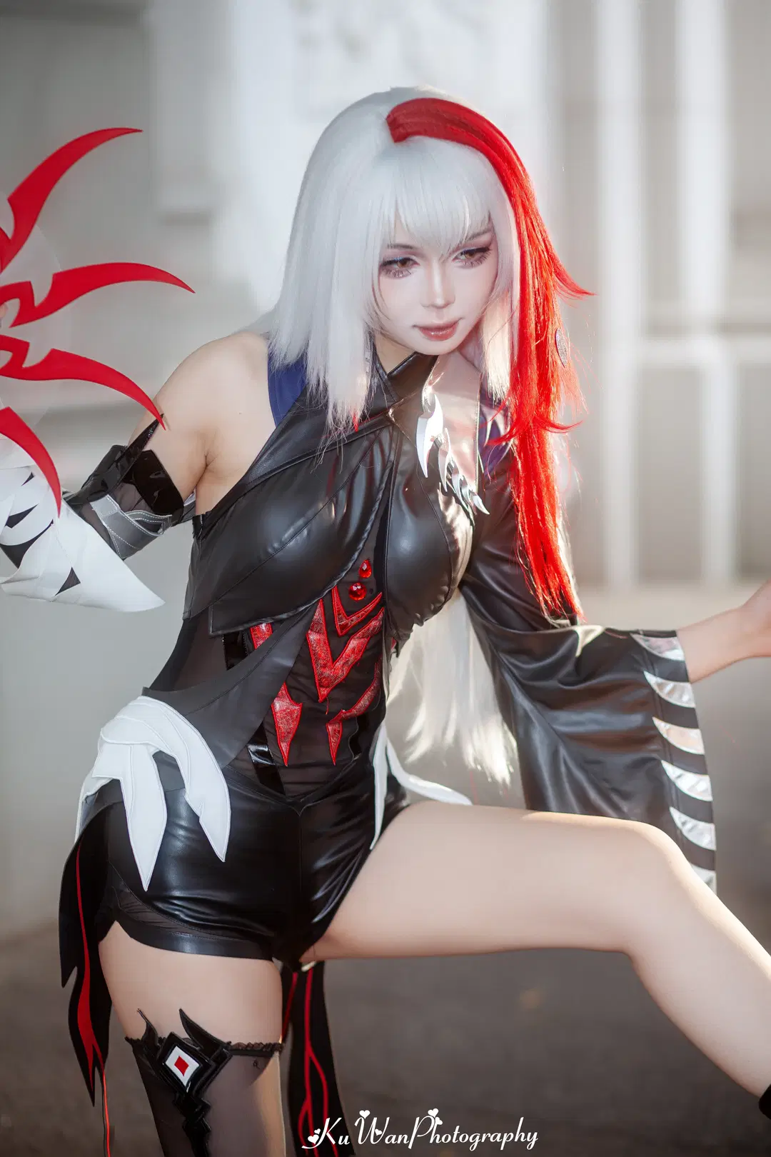 イベント写真, オナー・オブ・キングス, 黒ストッキング, 雷電影のコスプレ, レザージャケット