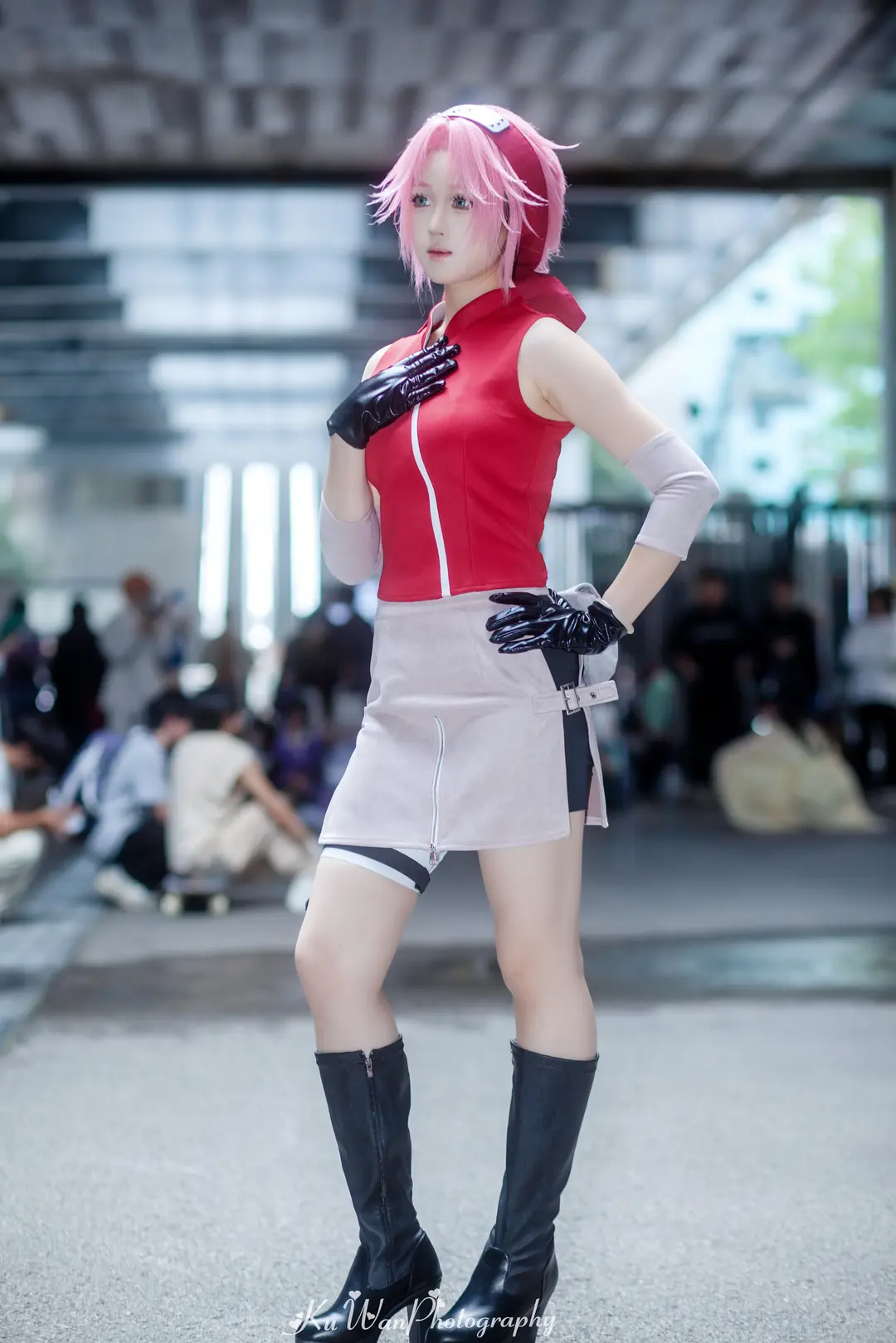 动漫cosplay, 春野樱cos, 火影忍者, 木叶医疗忍者, 红背心短裙