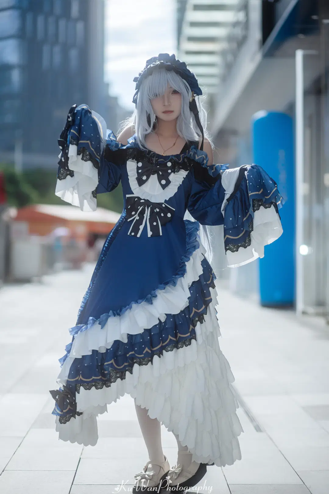 Lolita, Street snap, Western-style clothing, White stockings, Light blue wig
