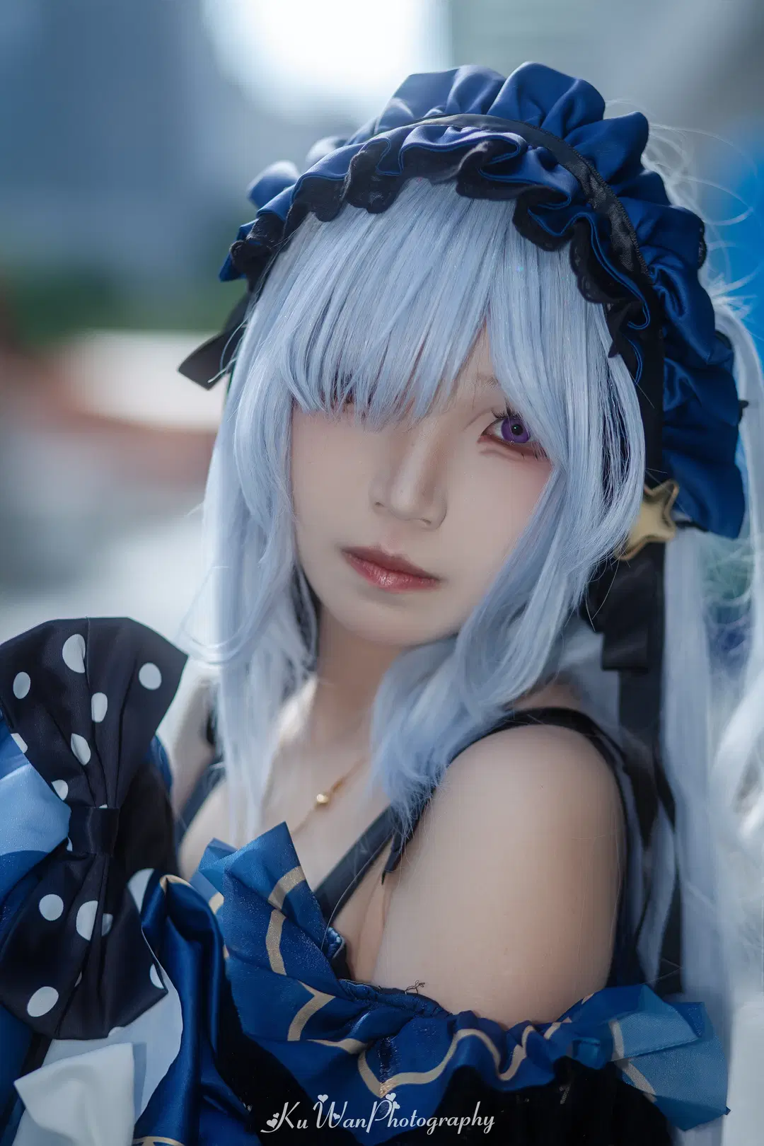 Strolling the Streets: Light Blue Tresses and a Polka-Dot Western-Style Dress by 酷玩ICe - Image 6