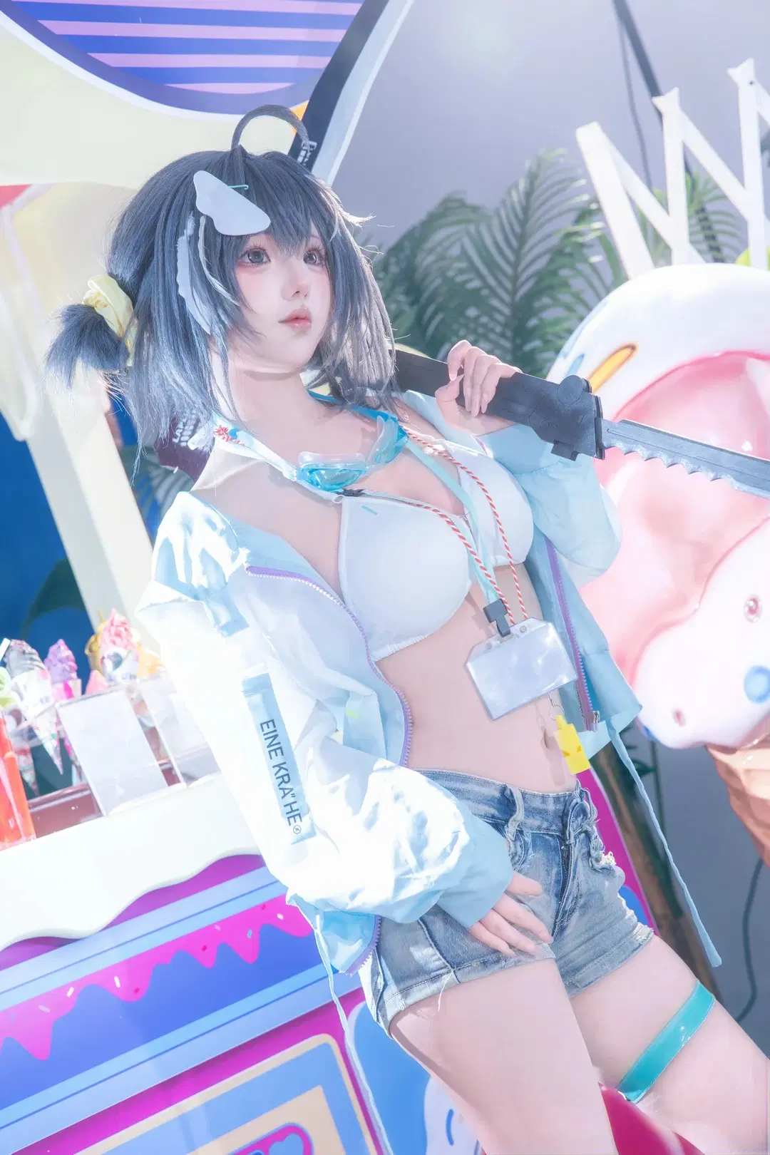 Arknights, Summer swimsuit, Outdoor photography, Sweet and cool style, La Pluma cosplay