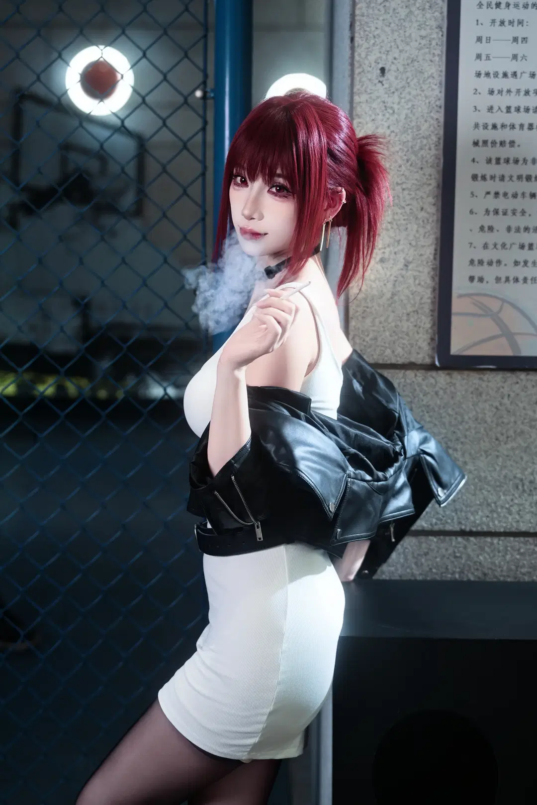 【田山小姐cos】sevenstars的街頭夜巡，白裙皮衣與黑絲的碰撞 - 摄小白 - 第2張