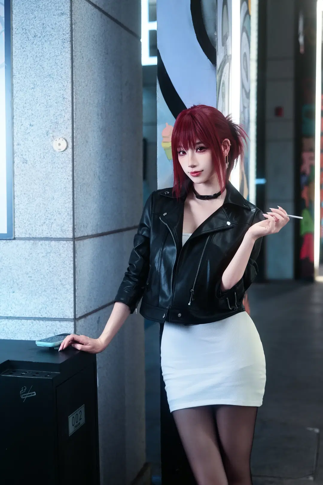 【田山小姐cos】红发皮衣与都市夜景的碰撞 - 摄小白 - 第3张