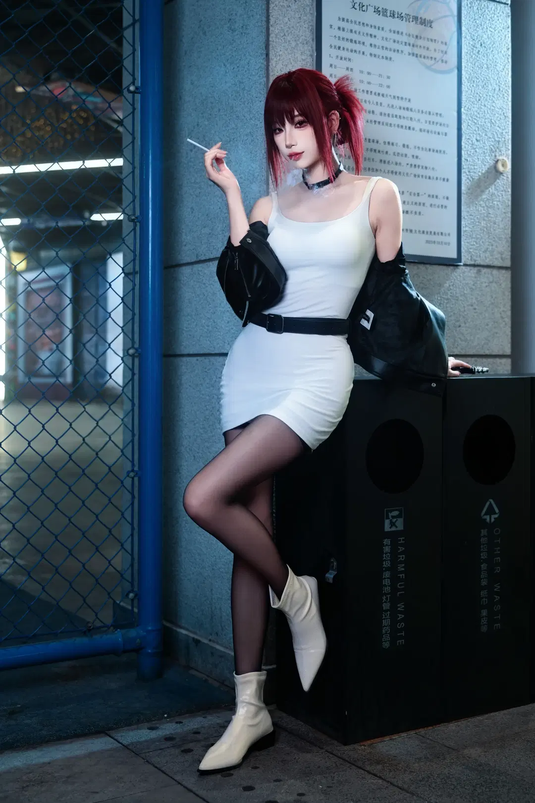 【田山小姐cos】红发皮衣与都市夜景的碰撞 - 摄小白 - 第6张