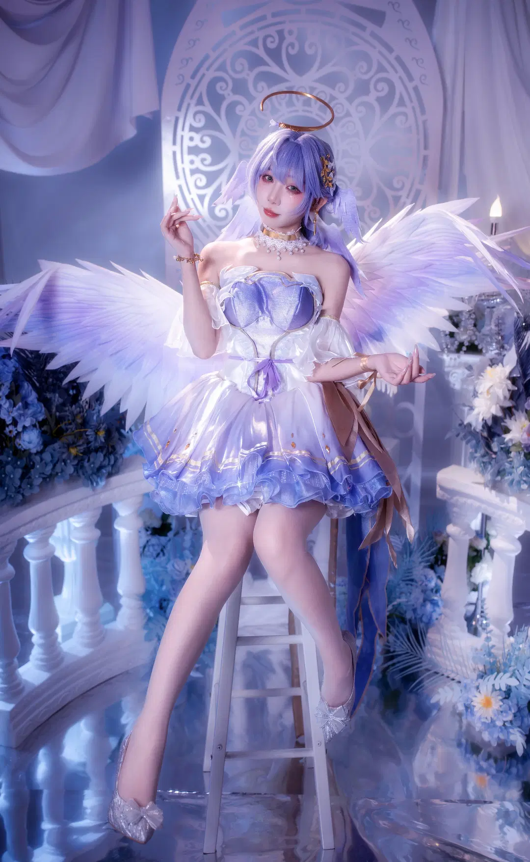 知更鸟cos, 二次元cosplay, 圣心咏叹调, 梦幻棚拍, 翅膀少女