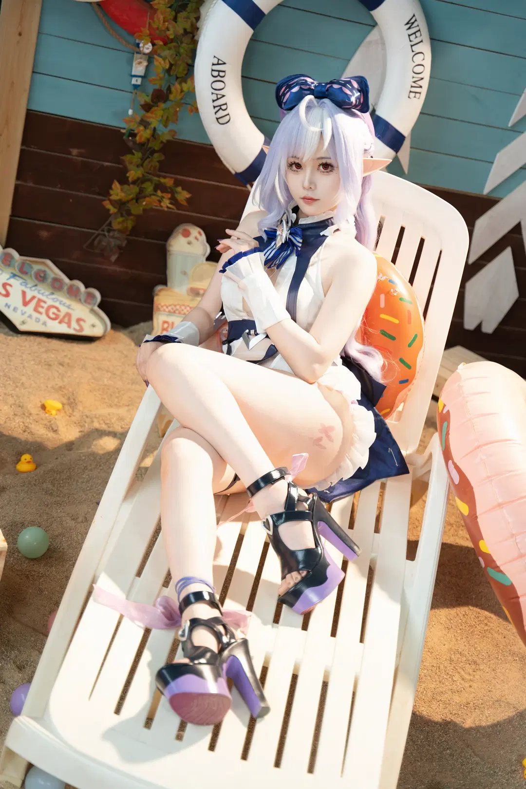 Zenless Zone Zero, 2D, Vivian cosplay, Stockings, Cute and elegant