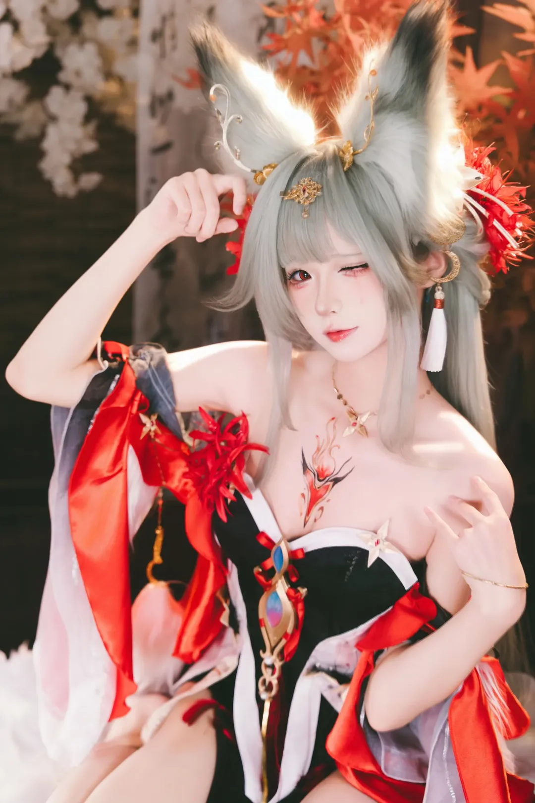 鸣潮, cosplay摄影, 二次元正片, 心月弗cos, 狐系少女