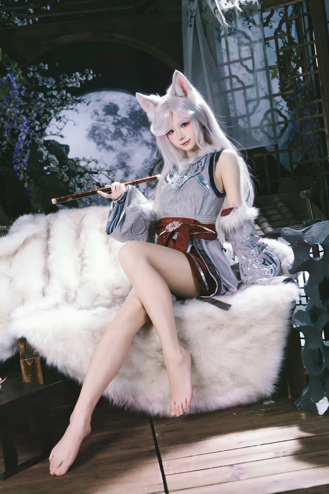 Anime-style photography, Chinese anime cosplay, Yin Yue cosplay, A Record of a Mortal's Journey to Immortality, Silver-haired fox ears