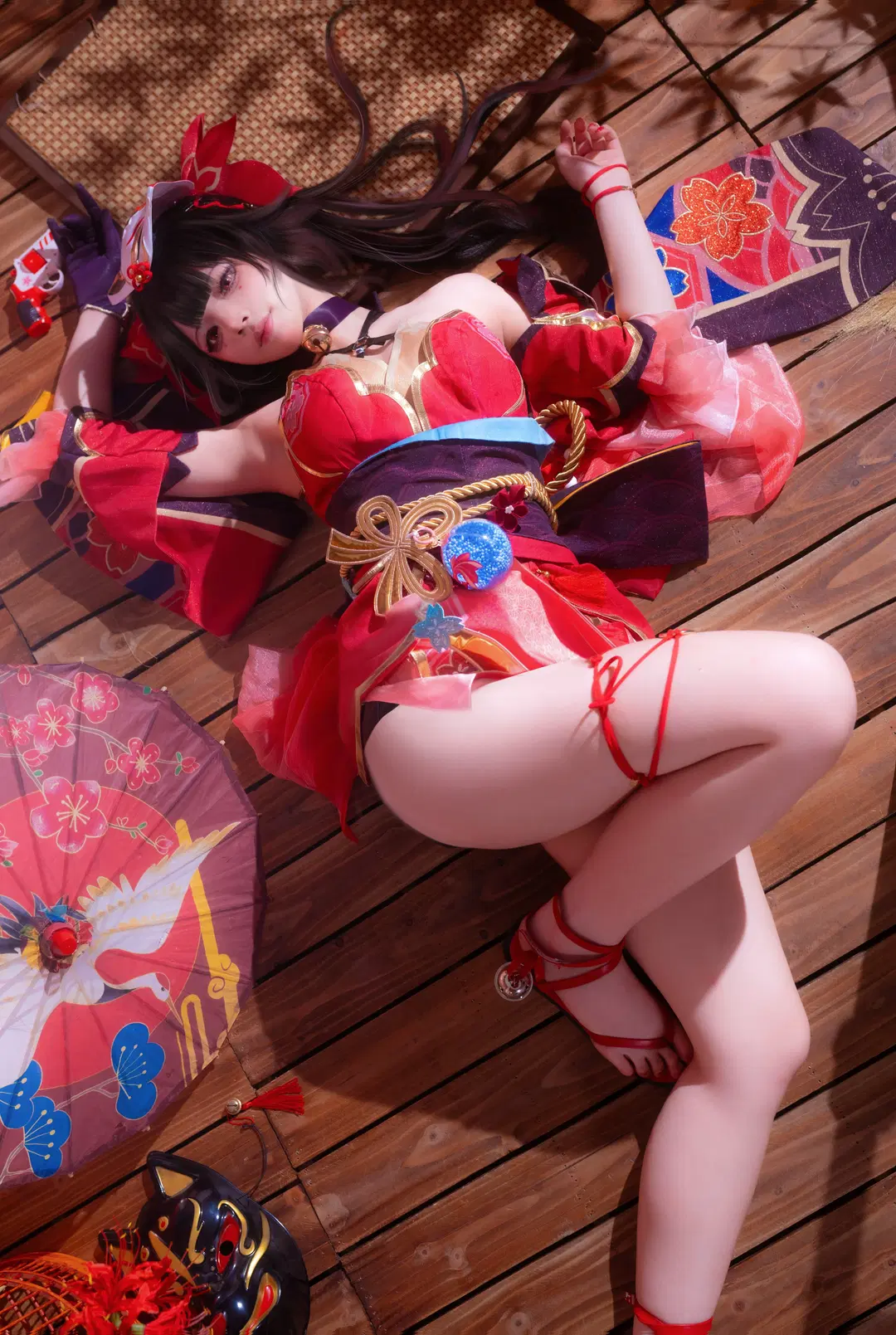【花火cos】崩坏星穹铁道 红黑和风与狐狸面具的碰撞 - 静水 - 第3张