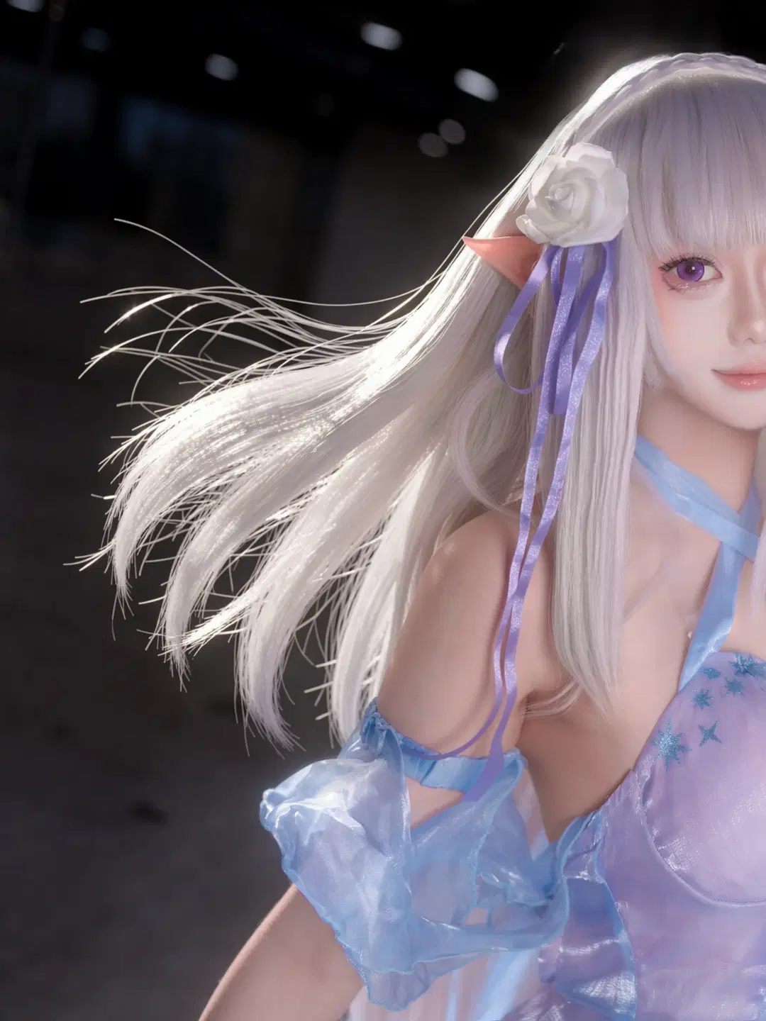 【エミリア コスプレ】Re:ゼロから始める異世界生活 氷雪の精霊、幻想的な降臨 - 静水 - 3枚目