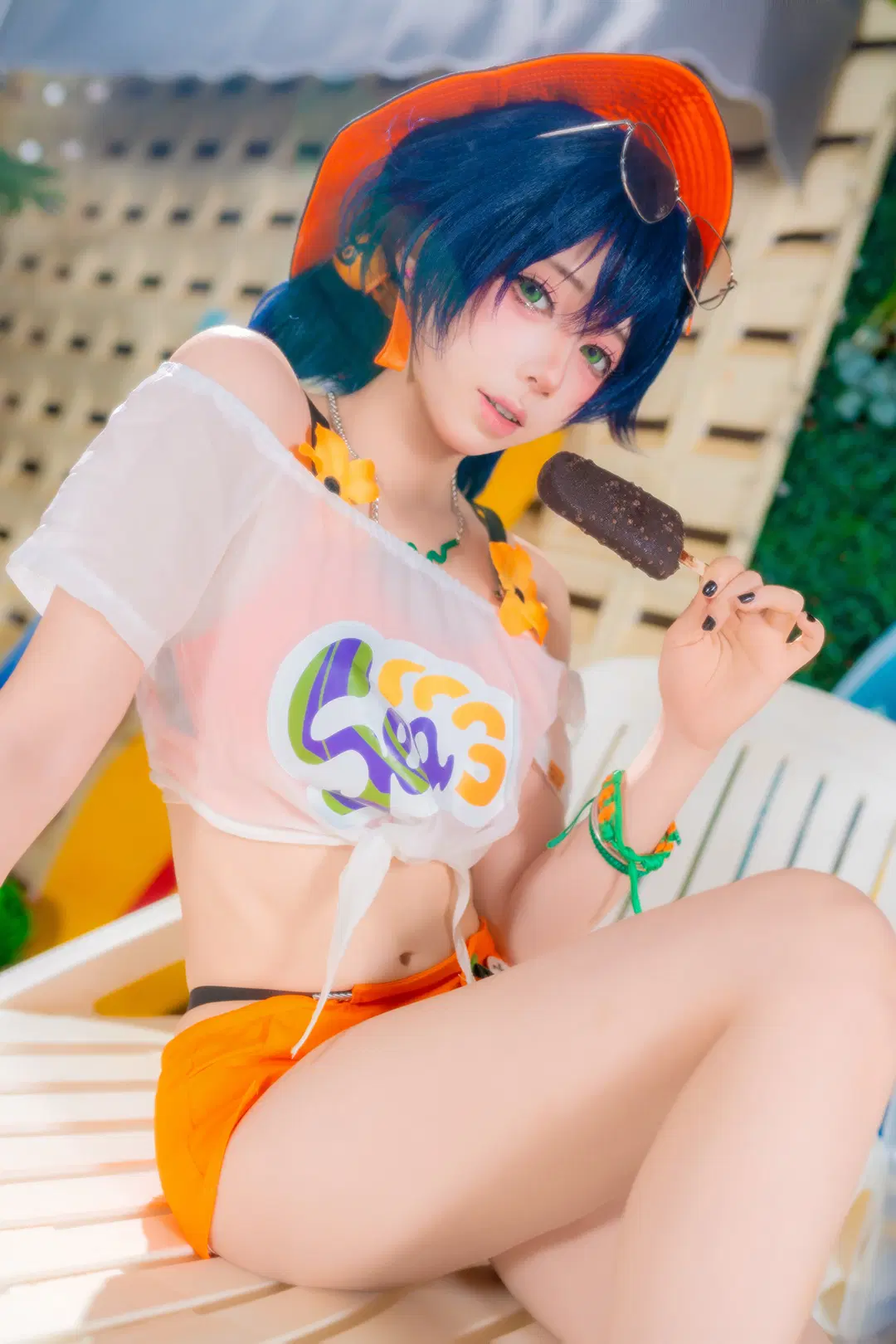 绝区零, 二次元cosplay, 铃cos, 夏日海滩, 美少女写真