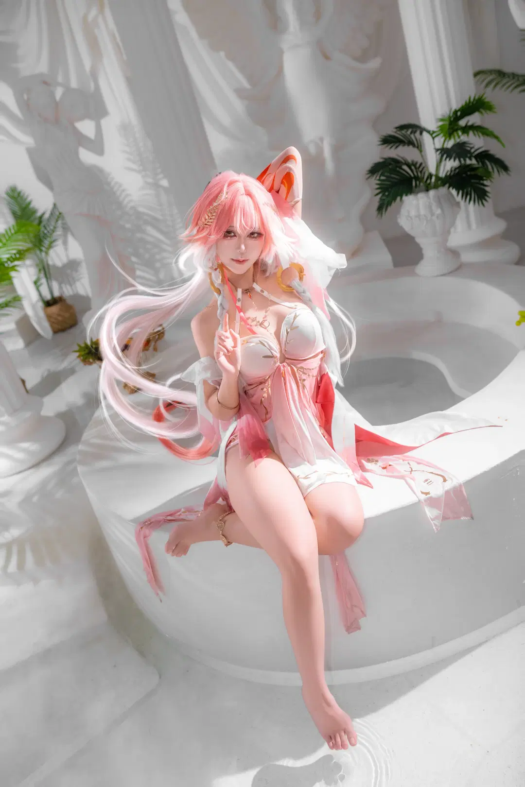 [Changli Cosplay] Wuthering Waves Changli: A Pink and White Dreamscape by 静水 - Image 5