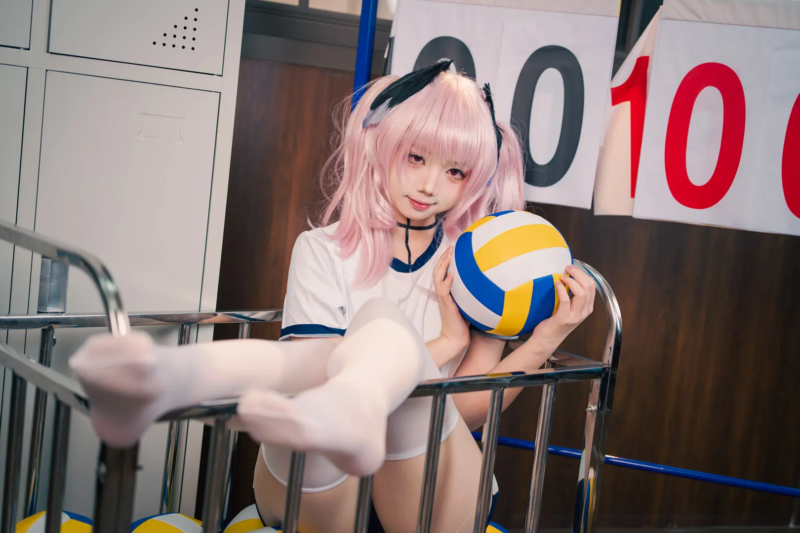 蔚蓝档案, 下江小春cos, 白丝, 体操服, 排球少女