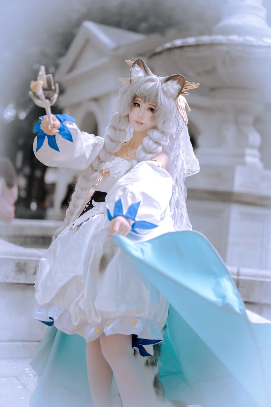 初雪cos, 明日方舟, 兽耳cosplay, 白丝cos, 圣聆初雪