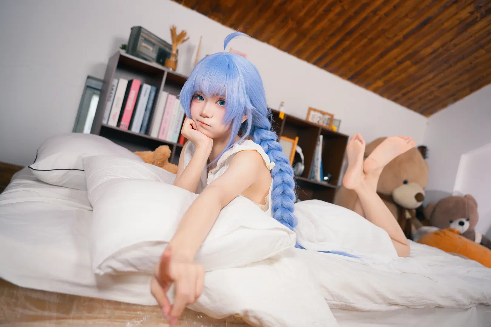 睡衣cos, 蓝发少女, 洛琪希cos, 无职转生, 洛琪希神教