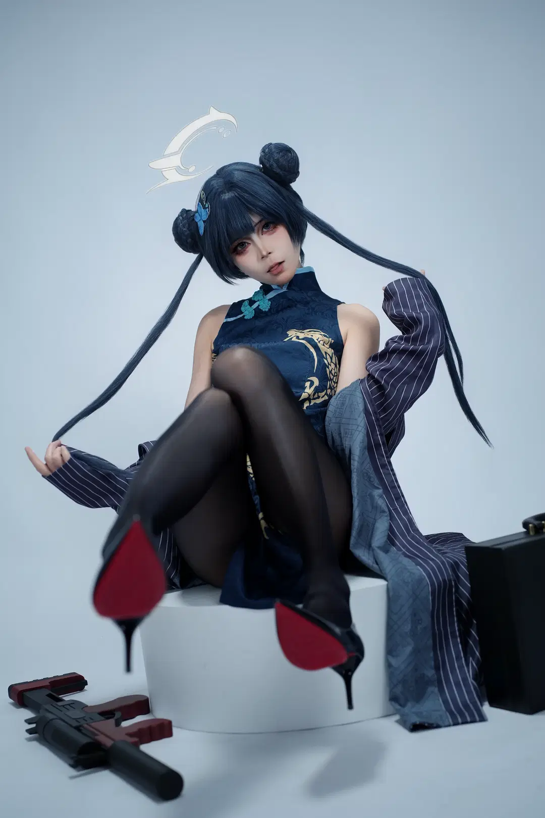 Blue Archive, Ryuge Kisaki cosplay, Qipao, Onee-san / Mature woman, Black stockings