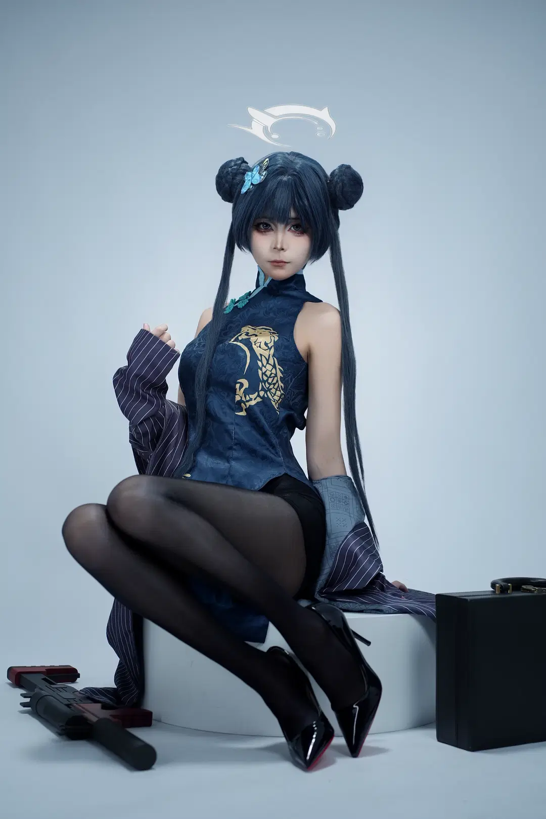 【竜華キサキ コスプレ】『ブルーアーカイブ』竜華キサキ、黒ストッキングチャイナドレスと赤底靴の冷艷なエージェント - 浮梅梅梅 - 3枚目
