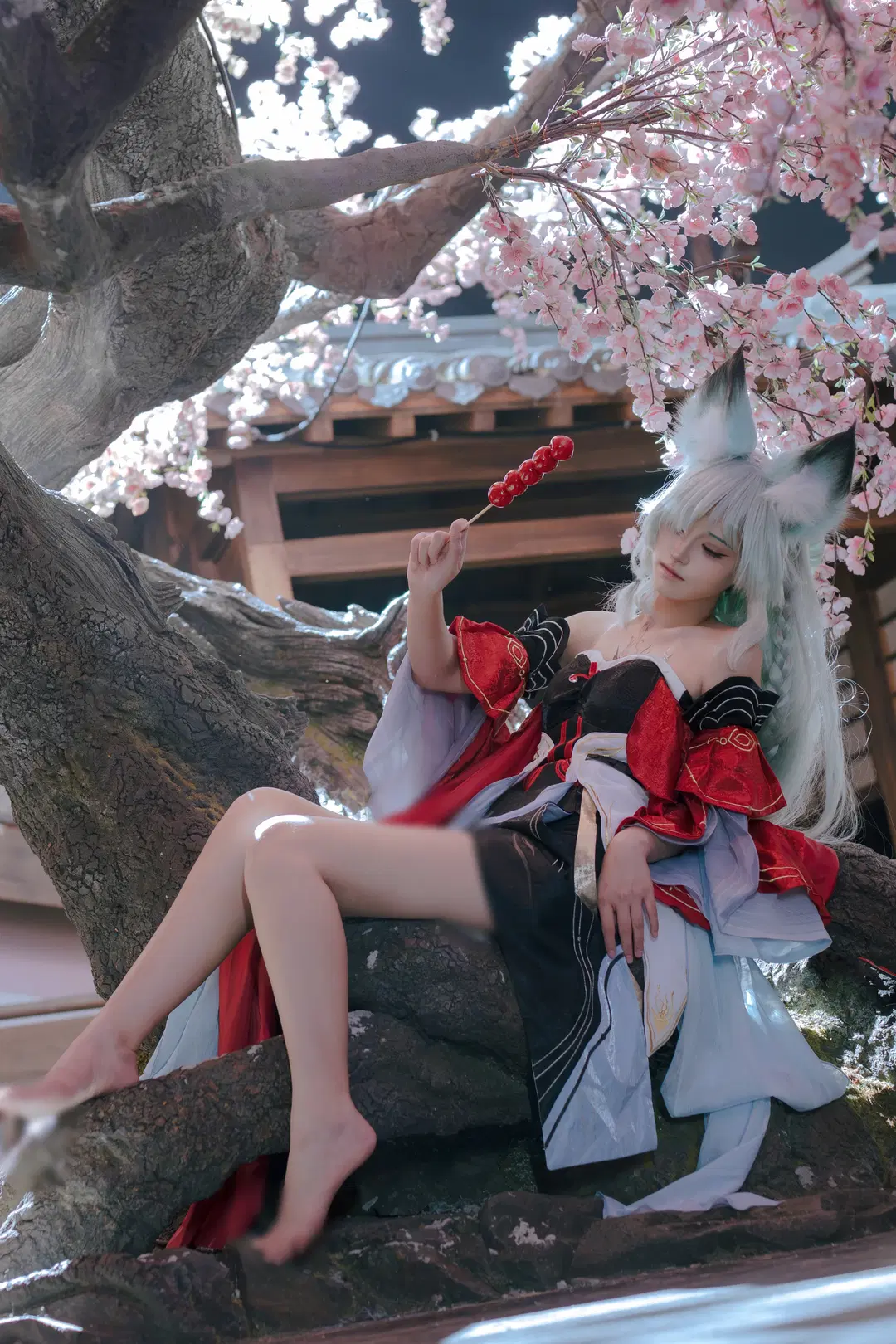鸣潮, 弗洛洛cos, 糖葫芦, 樱花写真, 和风奇幻