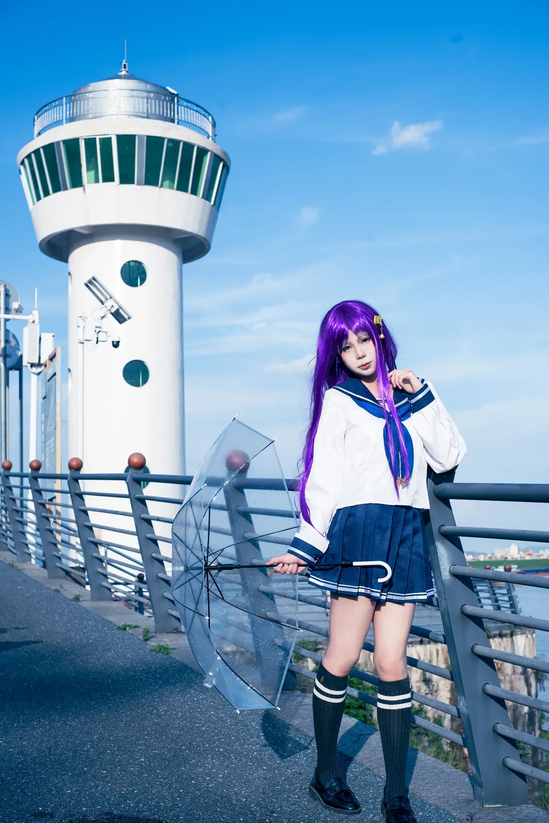 水手服, 透明雨伞, 崩坏学园2, 过膝袜, 迦娜cos