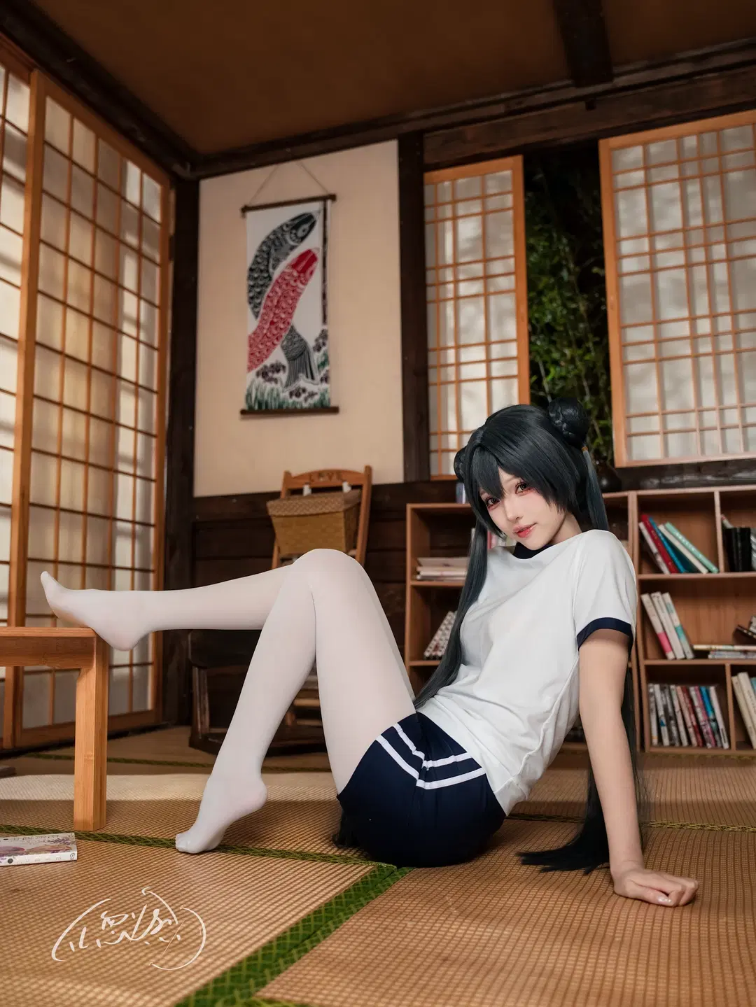 蔚藍檔案, 龍華妃咲cos, 白絲, 運動風少女, 日系和室