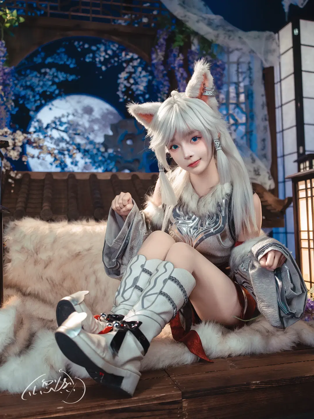 兽耳少女, 古风奇幻, 摄影约拍, 银月cos, 白发兽耳
