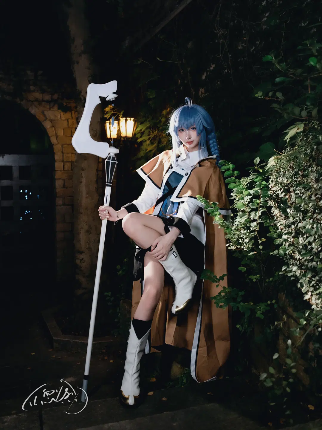 cosplay, 夜景人像, 洛琪希cos, 无职转生, 过膝袜
