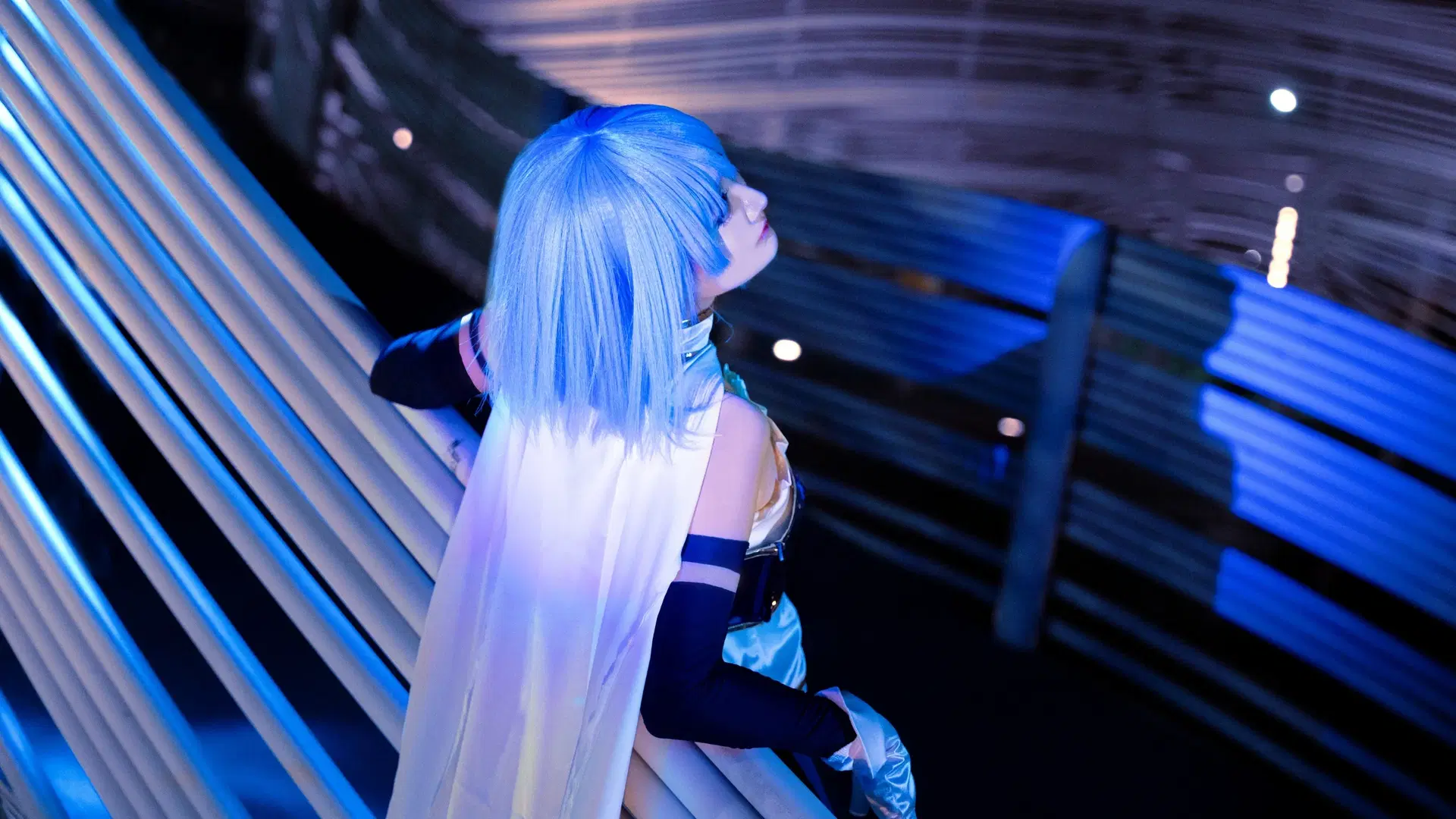 【美樹さやか コスプレ】冷青色の夜景ポートレートに佇む鬱系魔法少女 - BLAZE_布蕾 - 4枚目