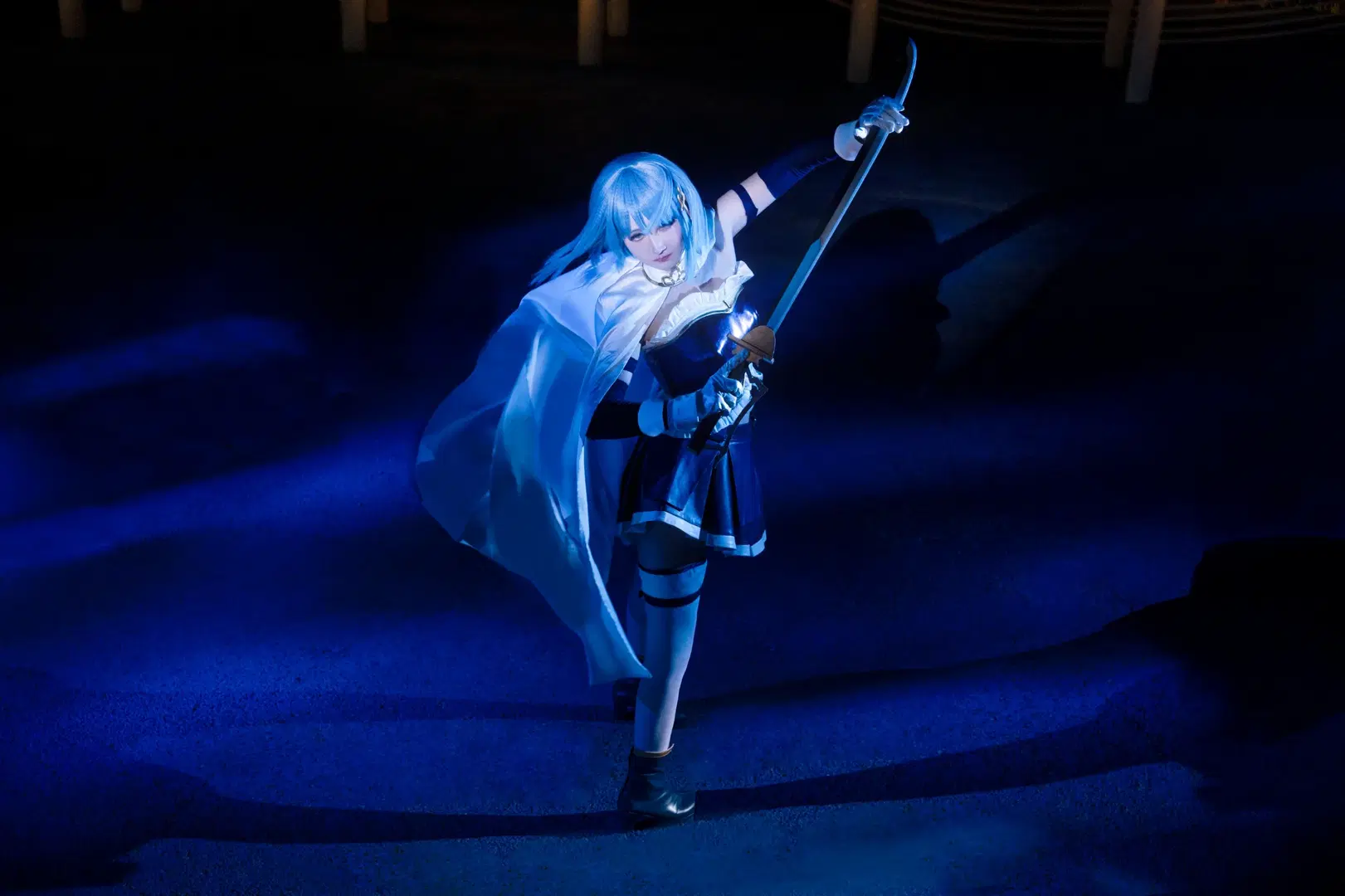 Puella Magi Madoka Magica, Night portrait, Stockings, Sayaka Miki cosplay, Depressing genre