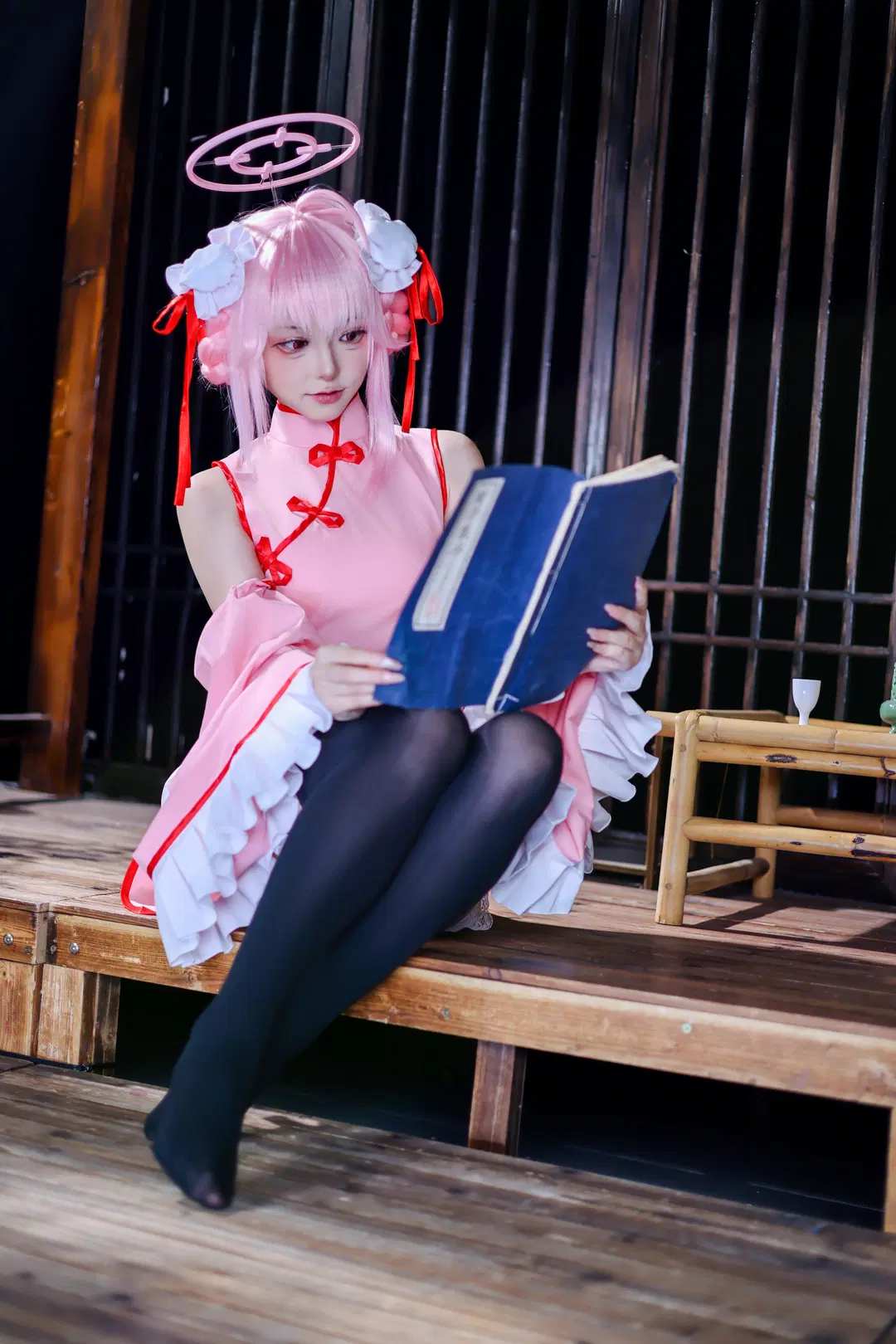 蔚蓝档案, 二次元cosplay, 黑丝, 柚鸟夏cos, 国风旗袍