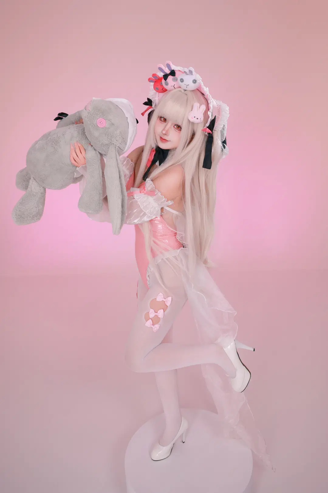 碧蓝航线, 二次元cosplay, 白丝, 哈尔福德cos, 粉色系写真