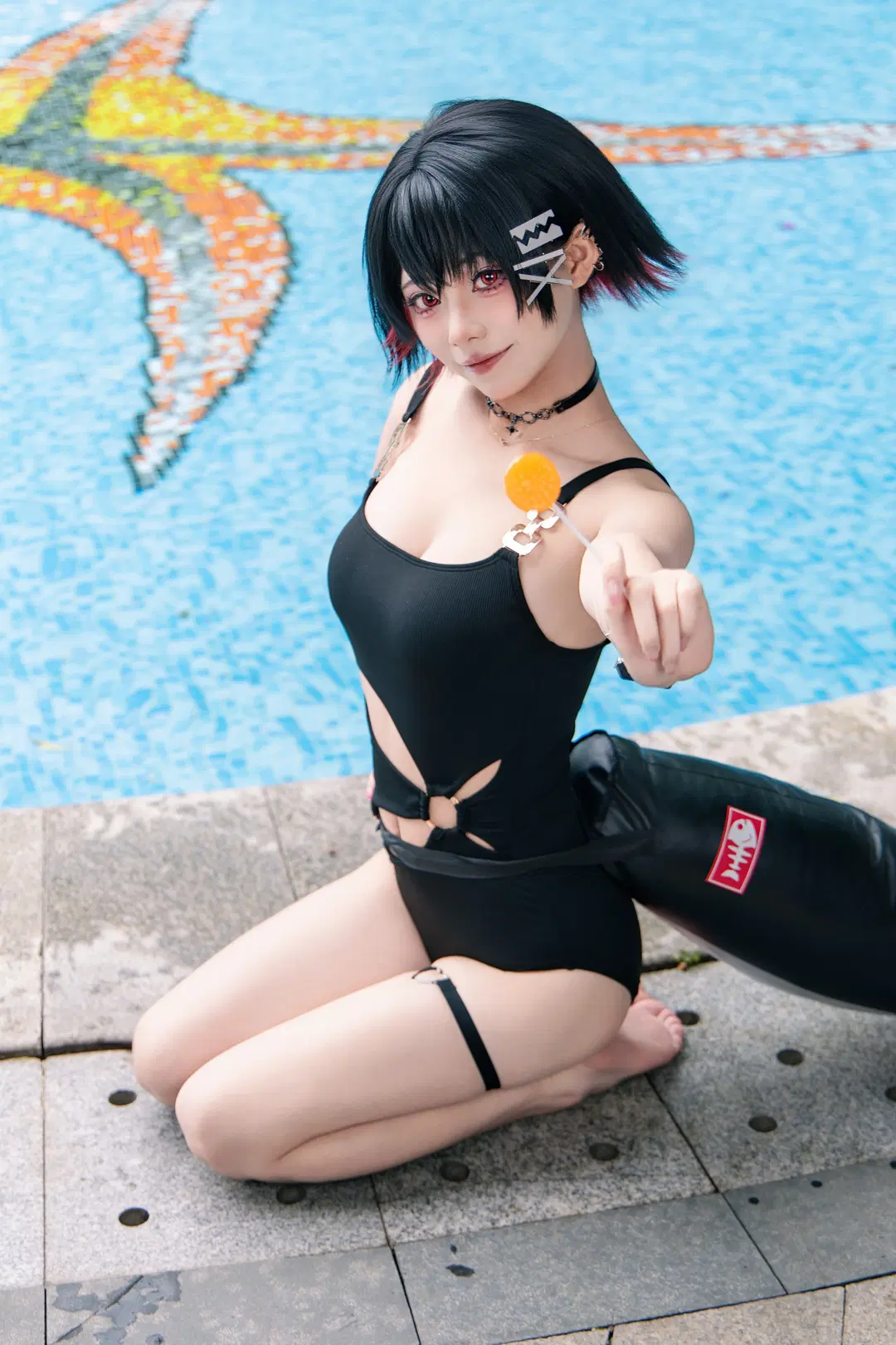 【艾蓮cos】絕區零泳池拍攝記錄，和鯊魚尾巴一起清涼一夏 - 音饭饭 - 第4張