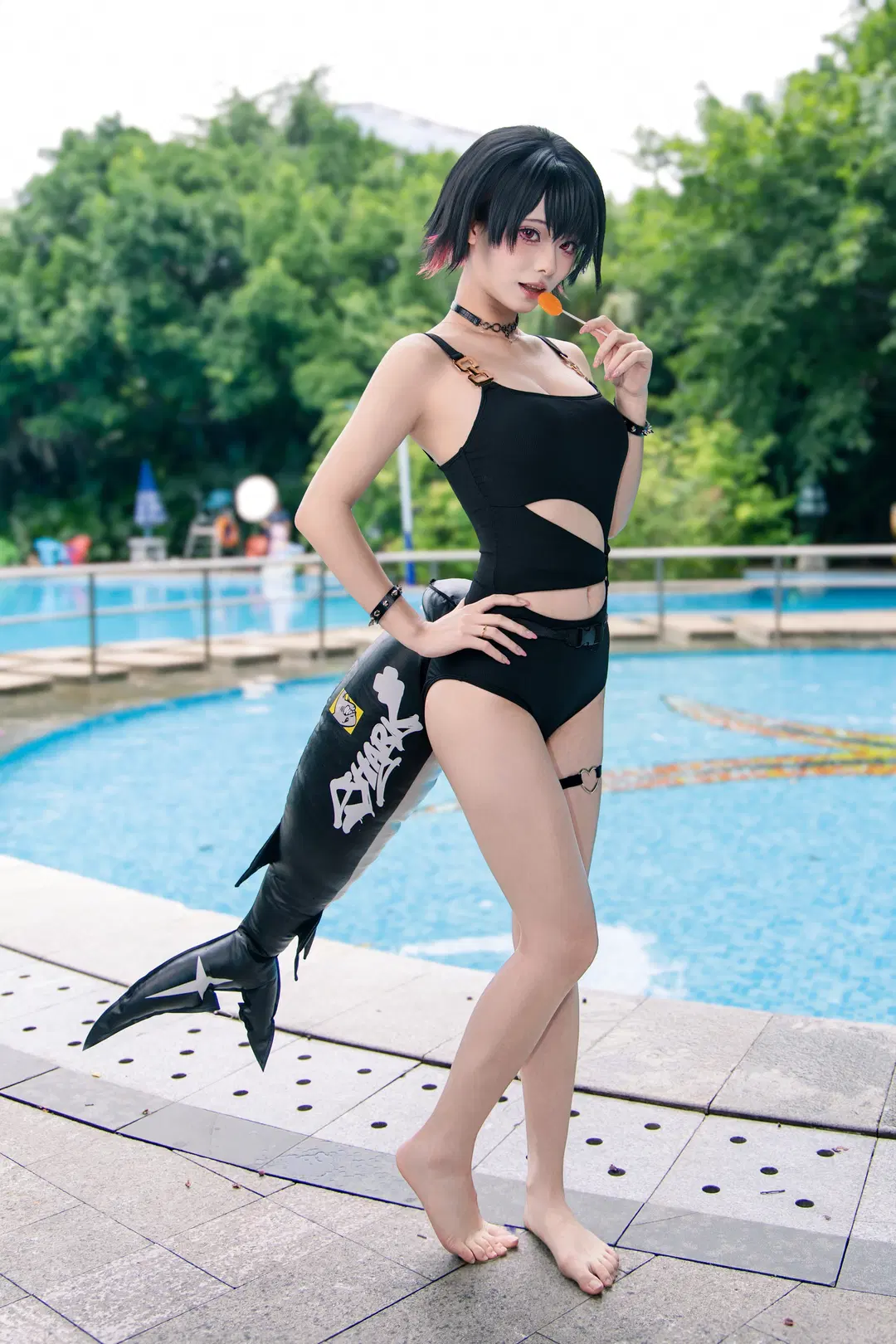 【艾蓮cos】絕區零泳池拍攝記錄，和鯊魚尾巴一起清涼一夏 - 音饭饭 - 第8張